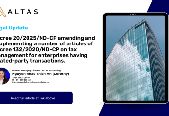 Decree 20/2025/ND-CP amending and supplementing a number of articles of Decree 132/2020/ND-CP on tax management for enterprises having related-party transactions.